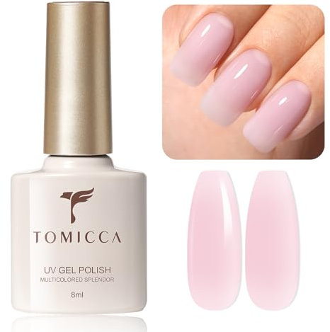 TOMICCA UV Nagellack, Milky Pink Rose Gel Nagellack UV/LED Soak-Off Gel Nail Polish Geeignet für Anfänger Nail Art Salon DIY Home, 8ML