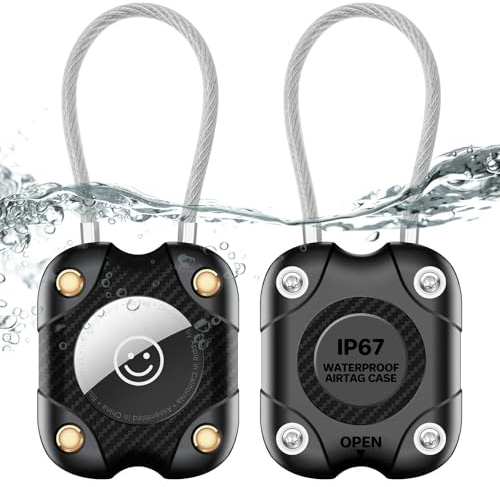 ELZO 2er Pack Kompatibel mit AirTag Anhänger Secure Halter mit Kabel, IPX7 wasserdicht, Air Tag Lock Case Schlüsselanhänger Schlüsselring Hülle Gepäckanhänger für Schlüssel, Gepäck & mehr
