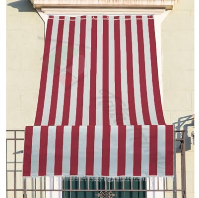 Tata Home Tenda da Sole a Righe per Balcone Veranda e Terrazzo con Anelli e Ganci Tessuto Resistente da Esterno Lavabile Misura 280x300 cm Colore Bordeaux
