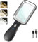 GABORISH Large Magnifying Glass with Light, 10X Magnifier with Light, 30LED Magnifying Glasses for Reading with 3 Modes, USB Rechargeable Hand Held Magnifier for Seniors Reading, Inspection, Coins