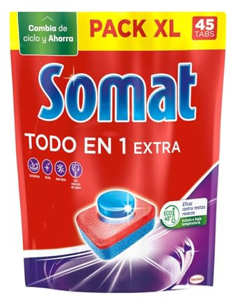 Detergente para lavavajillas en pastillas TodoEn1 45 latas 792 gr. Pack de 4