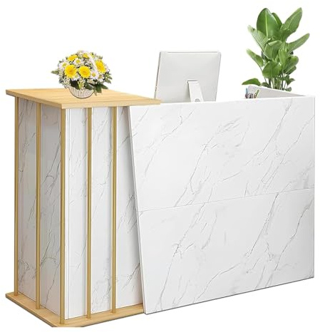 NEYTIIR Empfangstheke,Rezeption Schreibtisch Theke Schreibtisch Einfach Moderner Supermarkt Convenience Salon Bekleidungsgeschäft Kassierer Rezeption Für Die Lobby(Marmorierte Farbe,120cm)