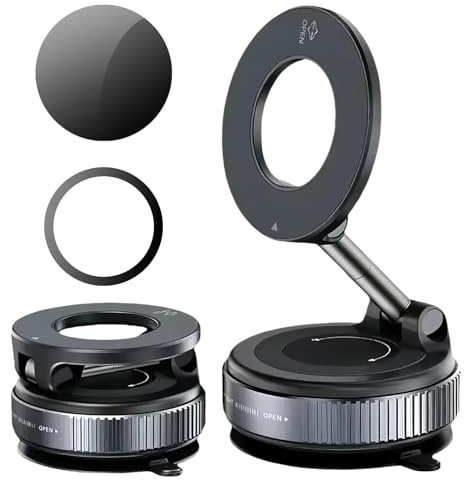 Solryn Support Telephone Voiture, Magnetique Porte Téléphone Voiture 360° Rotation, Support Telephone Voiture Aimanté pour iPhone 17 16 15, Magnétique Porte Réglable pour Tableau de Bord/Pare-Brise