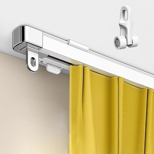 Binario Per Tenda Estensibile Facile Installazione - Bastoni Scorritenda Per Tende 85-420CM - Binari Regolabili Con Terminali In Metallo, Traccia Singola/Doppia Pista, Soffitto/parete(Single track,1.1