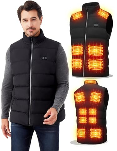 MDYHPN Beheizbare Weste Herren Damen: USB Elektrische Beheizbare Jacke mit 15 Heizzonen - 3 Einstellbaren Temperaturen Heizweste für Outdoor Skifahren Jagd Camping (ohne Akku)