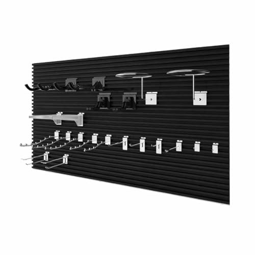 LXHELIVERY Panneaux Rainurés, Panneaux Muraux De Garage, Panneau Mural Perforé pour Outils, Étagère D'atelier, Rangement pour Magasin De Détail Et Artisanat(Zwart,100x15.5 cm-2pcs)