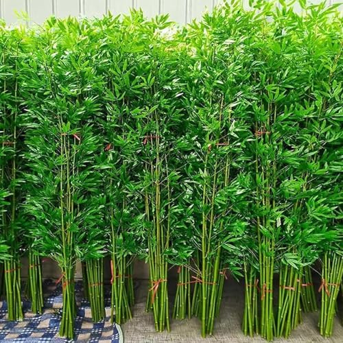 Konstgjorda bambuväxter för inomhus/utomhus dekor – 120 cm fuskbambuträd med löv – perfekt för trädgårdsstaket (20 bambu)
