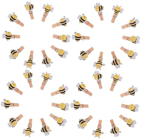 Cabilock 50 Pièces Pince à Abeille Mini Pinces à Linge pour Photos Épingles à Cheveux Abeille Photoclips Clips d'animaux Cadeaux D' Clips De De Nourriture
