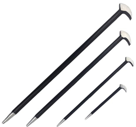 Lot de 4 pieds-de-biche robustes pour utilisation intensive, outils de travail du bois robustes pour mécaniciens, bricoleurs et construction, outils de levier double face pour démontage et démontage