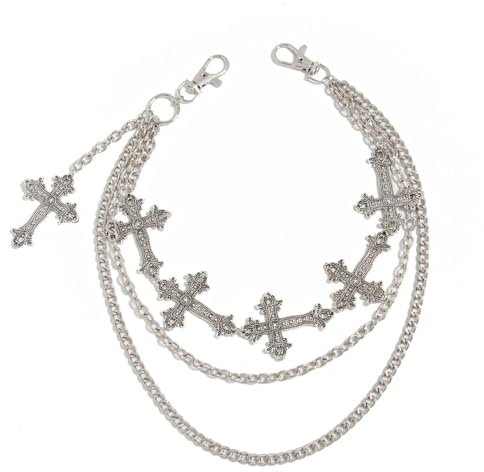 Taoxekoro Metal Retro Multi-Layer Cross Alloy Pendant Pants Chain - Men's Vintage Style Accessory & Hanger