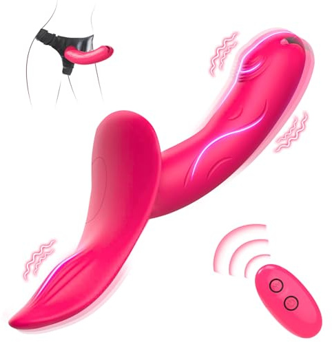 Gode Ceintures Godemichets Vibromasseurs pour Lesbien, Double Dildo Jouets Sexuels pour Stimulateur de Anal et Clitoridien pour Femmes, Harnais Sex Toys pour Couples, Adjustable, Removeable (A3)