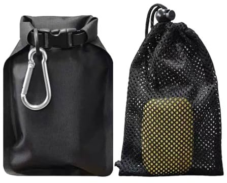 Nolvireth Waterproof Travel Soap Bag - Leakproof Quick Drying Soap Case with Lathering Bag and Carabiner for Outdoor, Camping, Travel (Black)