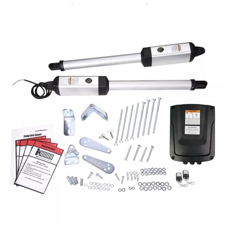 Kit para abrir puertas, Abridor de puerta batiente doble MK1102/230V, 300kg por hoja con 2 controles remotos, operador automático alimentado CA