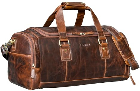 STILORD Salvador Robuster Weekender Herren Leder Reisetasche mit Schuhfach - Kleine Handgepäck Tasche 30L Sporttasche Echtleder Vintage Duffle Bag für Reise & Sport Farbe:Florida - braun