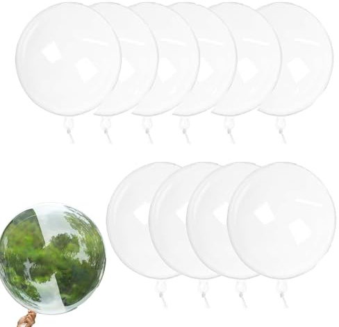 10 st genomskinliga ballonger att fylla, genomskinliga ballonger, stor klar ballong, bubbelballong, för fotografering, gör-det-själv-fest, bröllopsdag, festival, romantisk dekoration (61 cm)