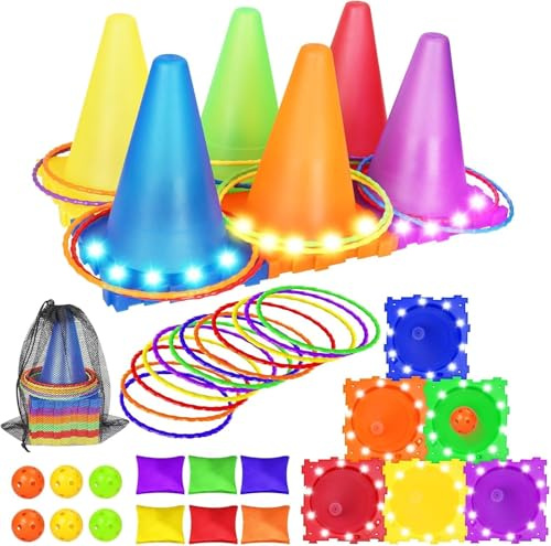 Giochi da Esterno per Bambini,3 in 1 Set da Gioco del Lancio dell'anello,Anello Toss Giocattoli Set,Giochi di Lancio per Bambini, Adulti, Giochi di Lancio ad Anelli per Il Compleanno