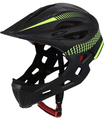 QLoztyse Casco de Bicicleta para Niños, Casco, Casco de Ciclismo Portátil Ajustable, Casco de Bicicleta para Niños para Patineta, Escalada en Roca, Verde Negro