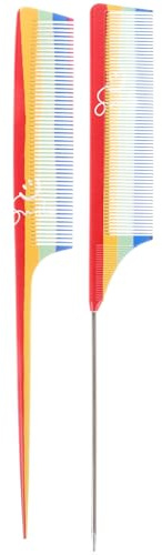 NUSITOU Pettine Coda per Chioma 2 Pezzi in Plastica e Acciaio, Pettine Professionale per Cotonatura e Styling Leggero, per Uso Personale e Kit Cosmetici