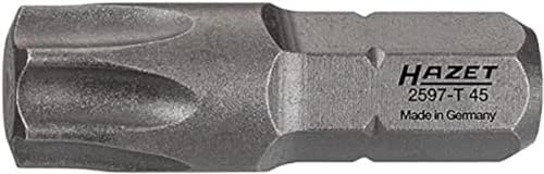 HAZET Bit 2597-T45, 1/4 Zoll (6,3 mm) Sechskant, Innen TORX Profil, SW T45 | Antrieb 1/4 Zoll (6,3 mm) Sechskant massiv, Abtrieb Innen TORX Profil, Sechskant-Antrieb ISO 1173 C6,3 (1/4″), TORX 7.82 mm