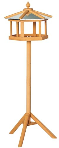 PawHut Deluxe Bird Stand Feeder Table Feeding Station Wooden Garden Wood Coop Parrot Stand 113cm High New | Sheltered Feeding Station, Parrot Stand