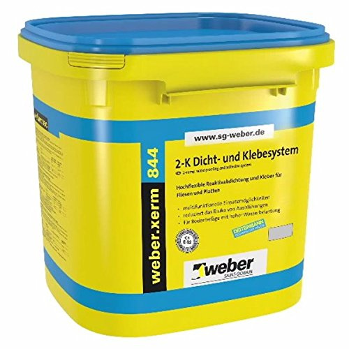 weber.xerm 844 | 6 kg | Hochflexible Reaktivabdichtung und Fliesenkleber für Boden- und Wandbeläge mit hoher Wasserbelastung | hochflexibel und wasserdicht