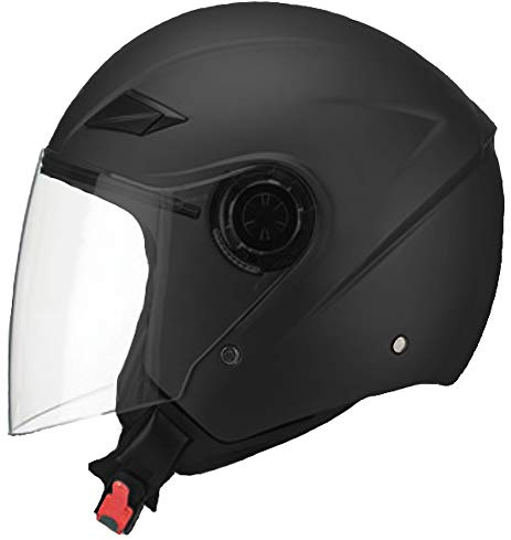 Jethelm Helm Motorradhelm RALLOX 702 matt schwarz mit Langvisier Größe S M L XL