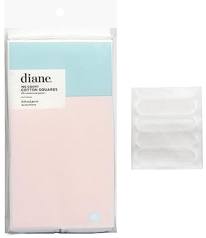 Diane 2.4 x 2 Cotton Squares, 100% Pure Cotton, Ideal for Makeup Removal, Nail Polish Touch-Ups, Skincare, and Everyday Household Use, 160 Count