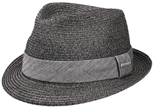 Stetson Reidton Toyo Trilby Strohhut Herrenhut Melierter Hut mit Garniturband Sonnenhut aus Toyo-Stroh Herren Frühjahr Sommer anthrazit M (56-57 cm)