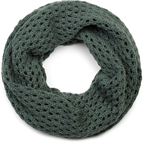 styleBREAKER knit loop scarf with hole pattern, single-colour holed-knit snood, winter knit scarf, unisex 01018156, Colour:Dark Grey
