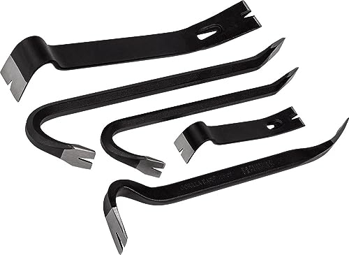 Roughneck Brecheisen/Nageleisen Set 5-teilig (Brechstange 330 mm / 356 mm / 381 mm, Nageleisen 178 mm / 305 mm, aus legiertem Stahl, Stemmeisen, Oberfläche pulverbeschichtet) 484138