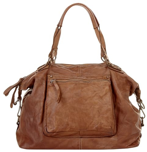 X-ZONE Shopper Echt Leder Damen Made in Italy, Vintage Ledertasche, Handtasche für Büro, Schultertasche verstellbar