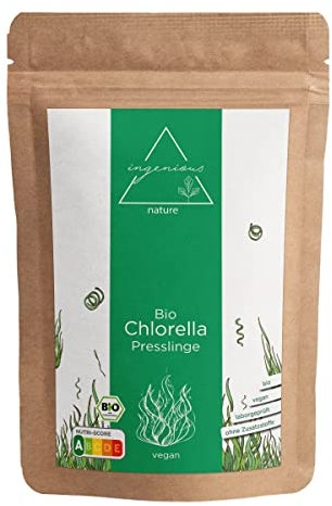 Ingenious Nature Bio-Chlorella-Tabletten, 1000 g (2000 Tabletten à 500 mg), Vorrat für 10 Monate, Chlorella-Algen-Tabletten, Bio-Chlorella-Pellets
