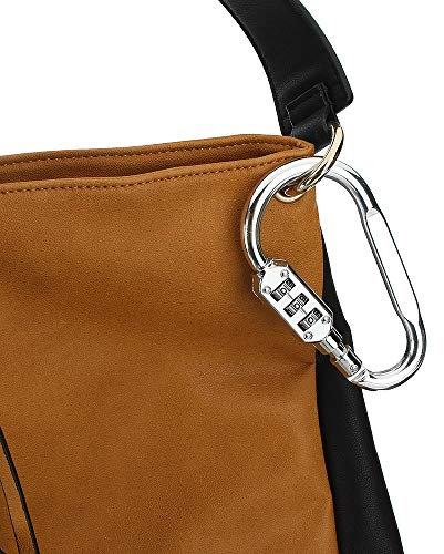 TuToy 3 Digit Combination Carabiner Lock Dial Password Keychain Buckle Key Holder Suitcase Travel Luggage - Black