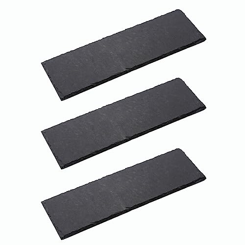 Novaliv 3x Schieferplatten I rechteckig I 40x30x0,5 cm I Sushi Platte Steinteller Schieferplatten Set Schiefer Servierplatten deko Buffet Platten