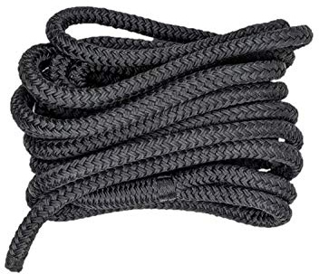 South Bend Rope Marine Grade Double Braided Nylon Dock Line w/Eye Splice (Black, 3/8-inch x 15 feet)