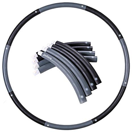 Joofang 1,8 KG Hula Hoop 8 Teile,100cm Reifen Fitness Erwachsene Einfach zusammensteckbar Abnehmen Hula Hoop Abnehmbare Abschnitte, Professionelle Hula Hoops zur Gewichtsreduktion (schwarz + grau)