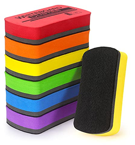 6 Pack Dry Erase Eraser Magnetic Whiteboard Dry Erase Eraser for White Board, White Board Erasers for Kids Classroom, 6 Colors