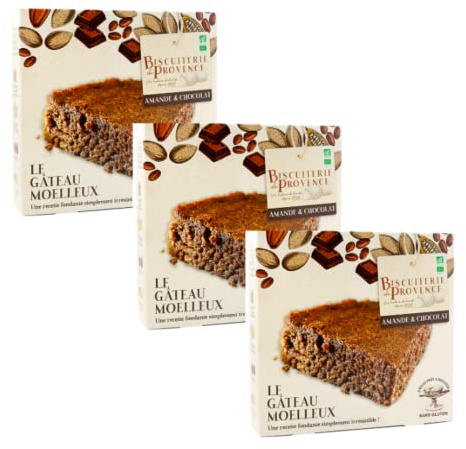Biscuiterie de Provence | Torta Mandorle Cioccolato | Torta Senza Glutine Senza Conservanti - 3 x 240 Gr | Dolci Senza Glutine