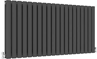 Acezanble∣Horizontal Column Anthracite Radiator Oval Double Designer Radiator 600x1180mm Central Heating Interior Design