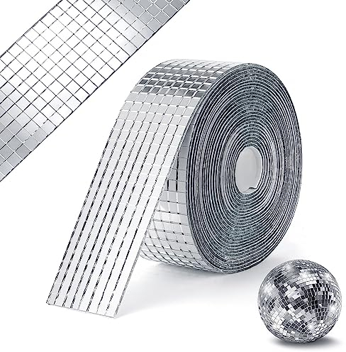 TUOYECHEN Mosaik Spiegel 8040 Stück Quadratische Selbstklebende Spiegel Mosaik Aufkleber Selbst Adhesive Mosaic Glas Mini Spiegel Fliesen für Bad Küche Wohnzimmer Dekoration(5M Silber)