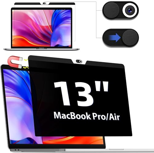 IPROKKO Magnetischer Blickschutzfilter für MacBook Pro 13 Zoll (2016-2022,M1,M2)&MacBook Air 13 (2018-2021,M1), Abnehmbar Anti Glare Blaulicht Mac 13,3 Zoll Laptop Sichtschutzfolie Sichtschutz