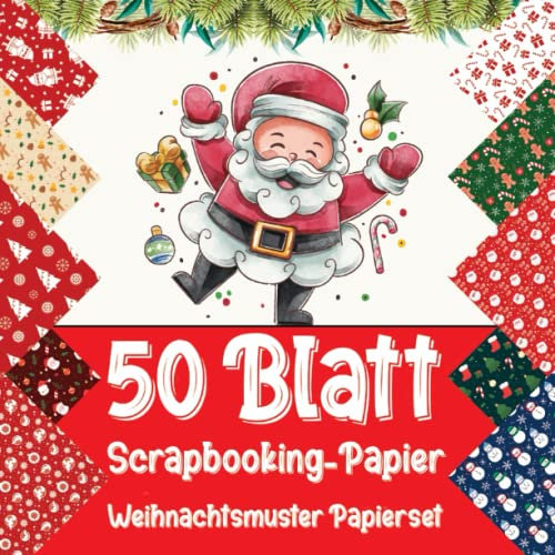 50 Blatt Scrapbooking Papier Weihnachtsmuster Papier: Papel Artesanal Decorativo Doble Cara para Tarjetería Scrapbook, Es un libro fabricado en papel ... g/m², Interior color Premium con papel blanco
