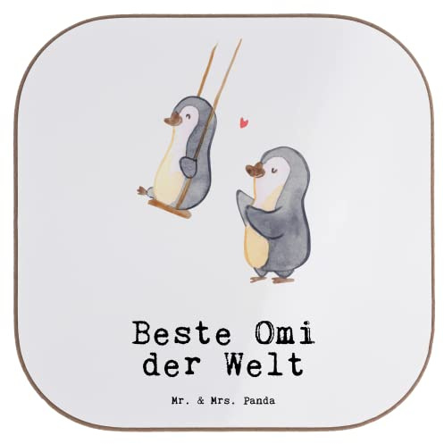 Mr. & Mrs. Panda Untersetzer für Gläser Pinguin Beste Omi der Welt - Geschenk, Oma, gläseruntersetzer, Glas, Geburtstag, Coaster, Kleinigkeit, Garten, Bester, Enkelin, Geschenkidee, Tischuntersetzer