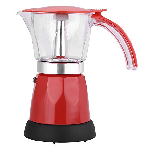 LIZEALUCKY 300ml/6 Tazze 480W Caffettiera elettrica Mocha Espresso Latte Caffettiera Fornello Caffettiera Pot Caffettiera Bere Strumento Caffettiera Latte Piano Cottura(Rosso)