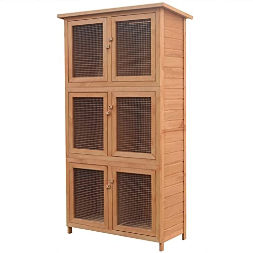 Kleintier-/Kaninchenstall 6 Boxen, XIAOGUANG Hasenstall, Kleintierkäfig, Hasenkäfig, Kanninchenhäuser, Kleintierstall, Meerschweinchen Käfig, Kleintierhöhle Für Chinchilla, Holz