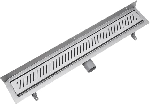 VOGI Duschrinne mit Wandaufkantung Edelstahl Komplettset (Wandablauf) mit dem Rost RIGO aus Edelstahl (befliesbare Abdeckung) inkl. Siphon mit Geruchsstop, 25 Jahre Garantie, Länge 100 cm