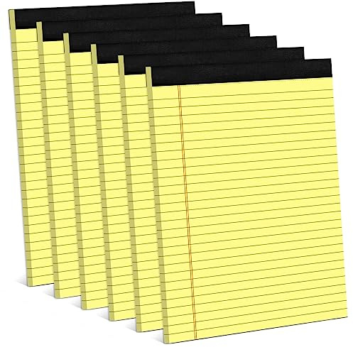 Bloc de notas de 8.5 x 11 pulgadas, con rayas anchas, blocs de escritura amarillos, tamaño carta, 8.5 x 11 pulgadas, cuaderno para trabajo, blocs de notas legales microperforados, blocs de papel