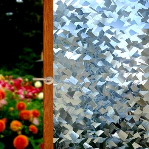 Cinbee 3D Fensterfolie Selbsthaftend Blickdicht 44.5x200 cm, Statische Fensterfolie mit Motive, Selbstklebende Sichtschutzfolie Fenster Bunt, Glasfolie Fenster Dekor
