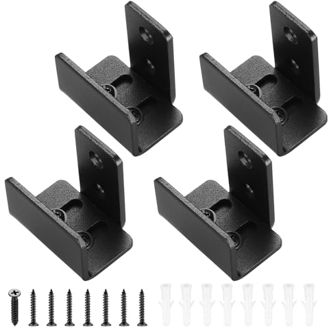 4 Pcs Sliding Barn Door Floor Guides, Adjustable Flush Sliding Door Guide, Sliding Barn Door Bottom Guide, Heavy Duty U Shape Sliding Barn Door Guide Wall Mount Lower Guide Roller Hardware Kit