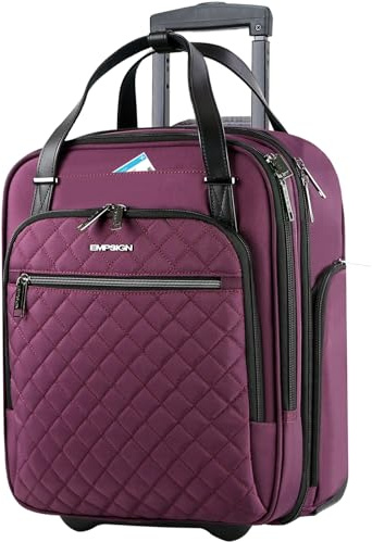 EMPSIGN Borsa a Rotelle da Cabina Sottosedile 16 Pollici, Bagaglio a Mano Leggero e Multifunzionale per Viaggi di Lavoro o Weekend, Valigetta con Ruote per Uomo e Donna, Borgogna